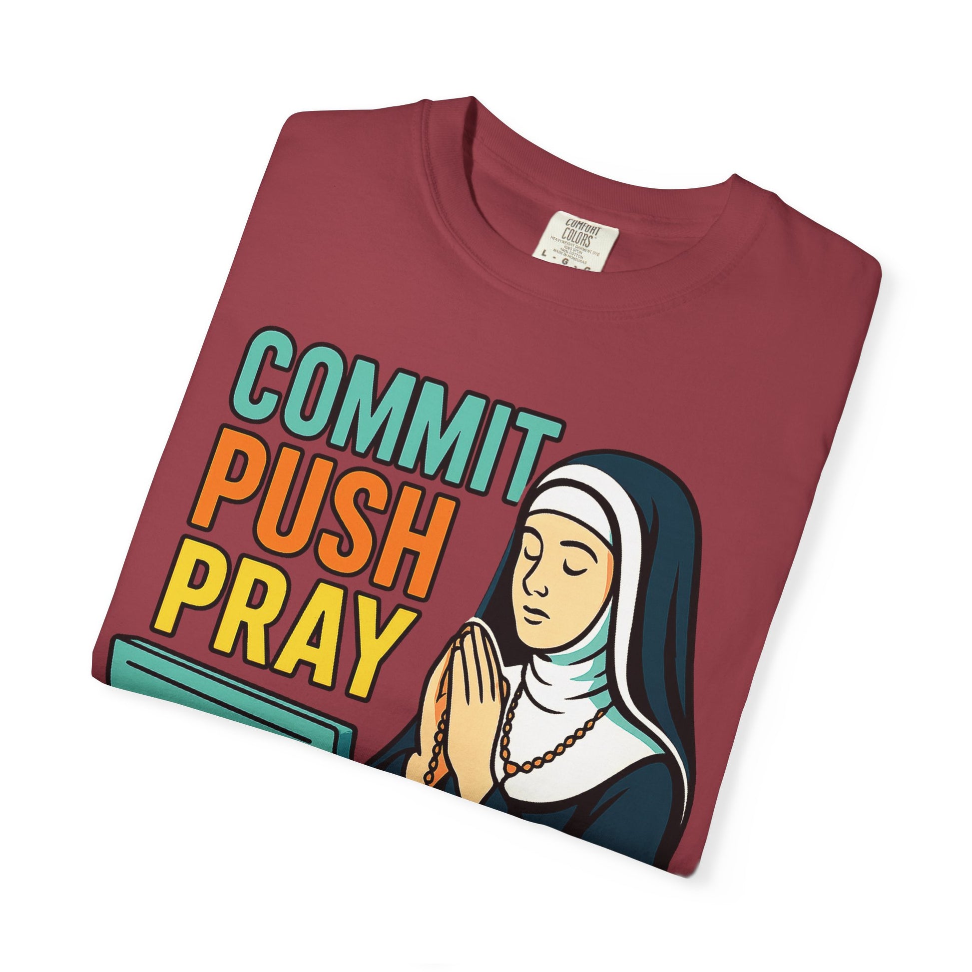 Commit Push Pray Nun Software Developer T-shirt