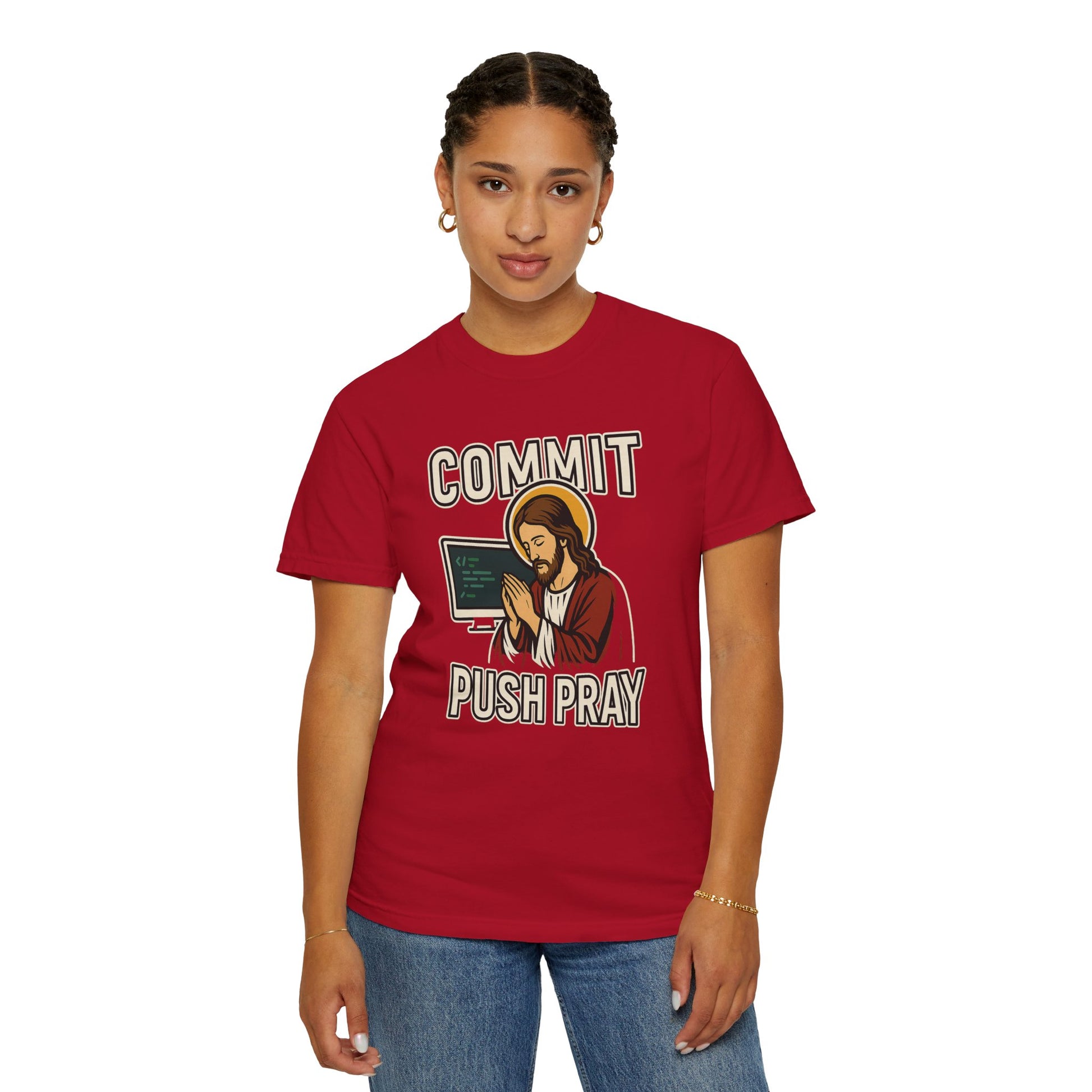 Commit Push Pray Jesus Tech Developer T-shirt