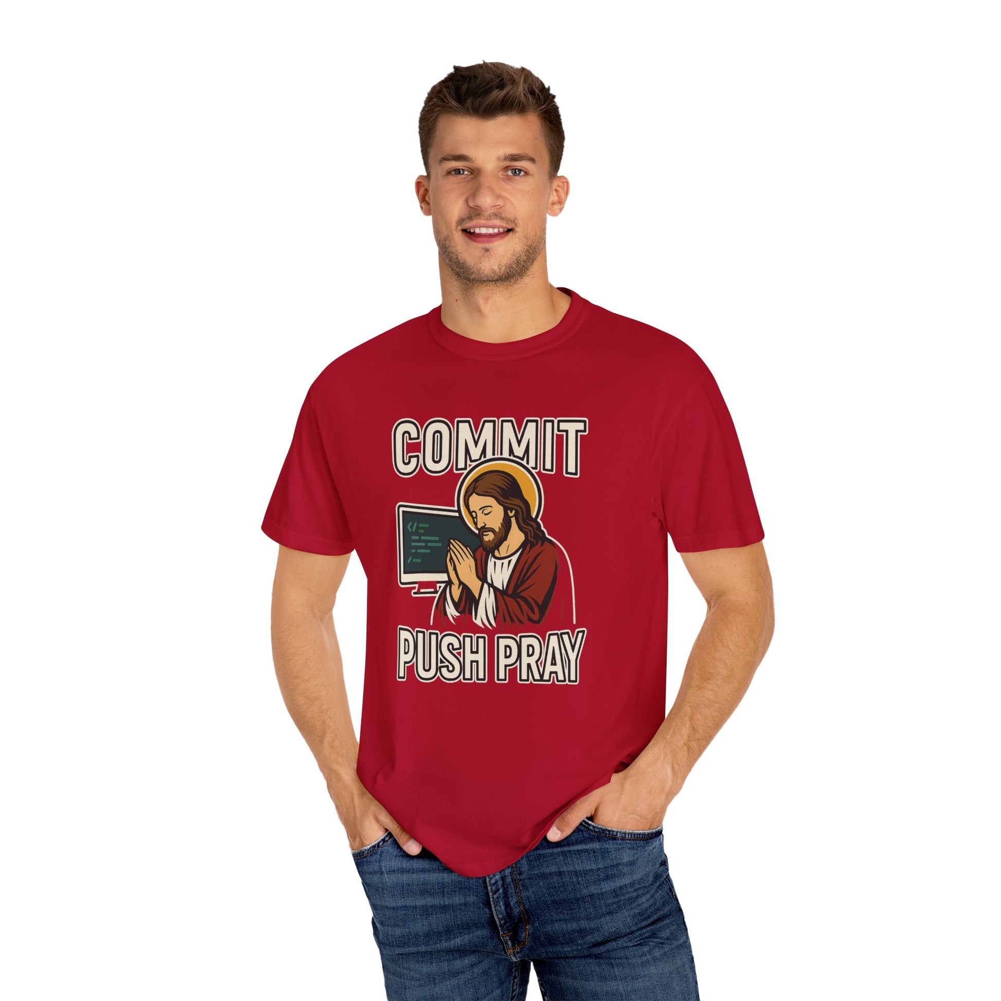 Commit Push Pray Jesus Tech Developer T-shirt