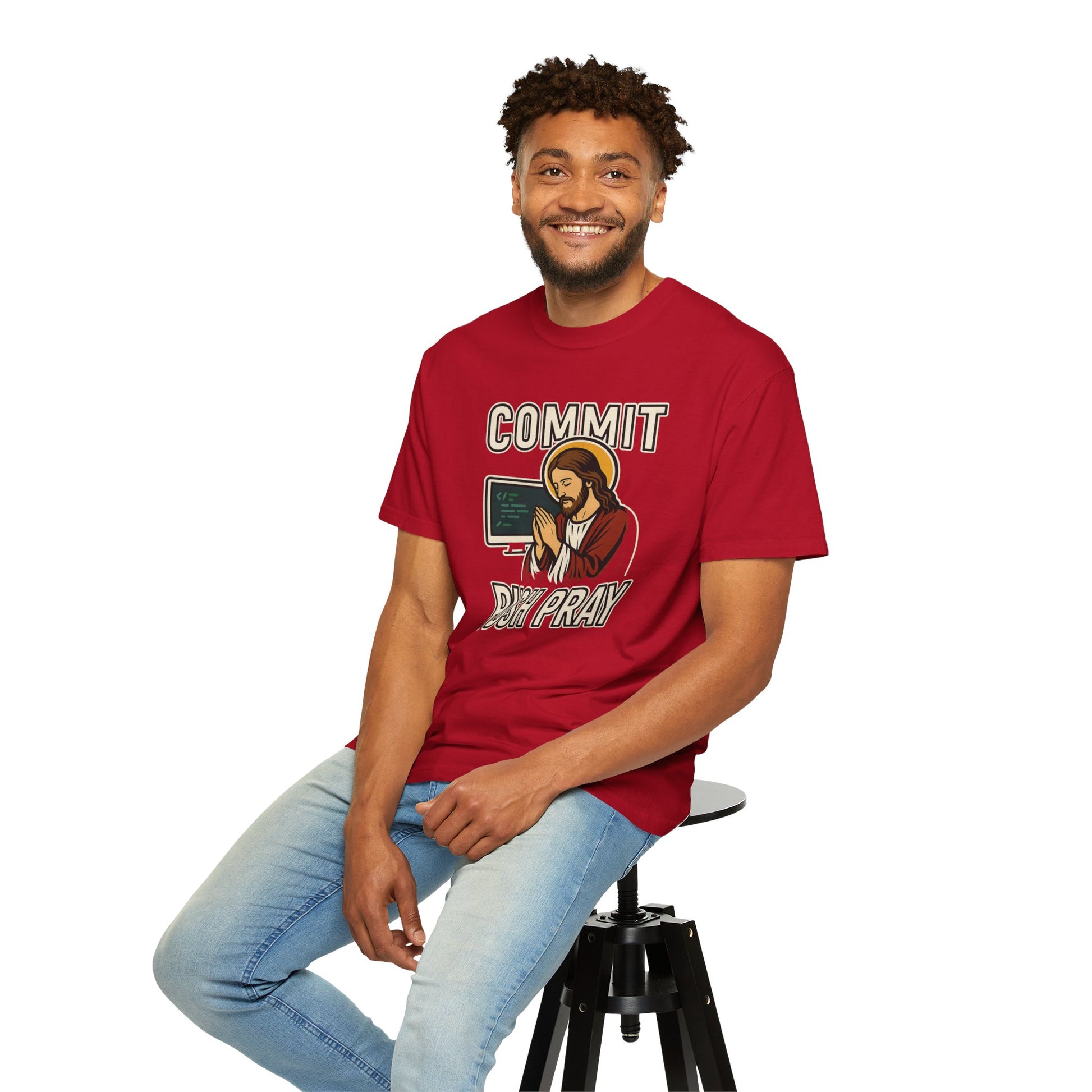 Commit Push Pray Jesus Tech Developer T-shirt