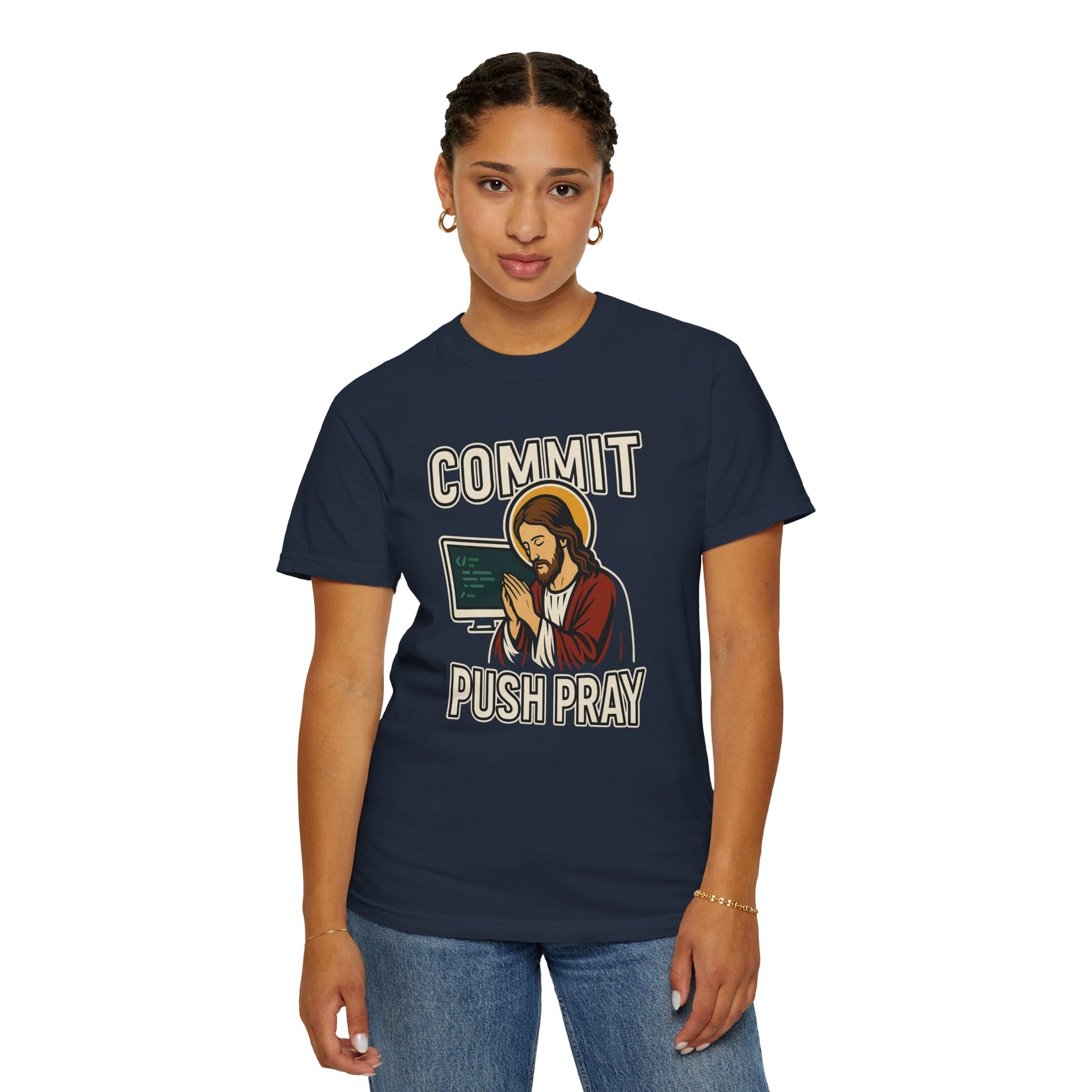 Commit Push Pray Jesus Tech Developer T-shirt