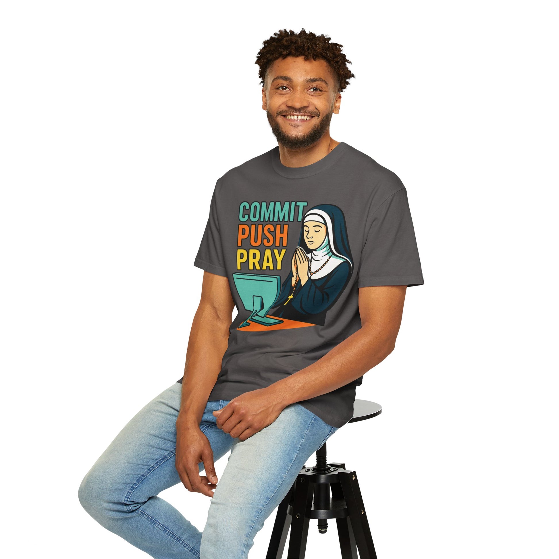 Commit Push Pray Nun Software Developer T-shirt