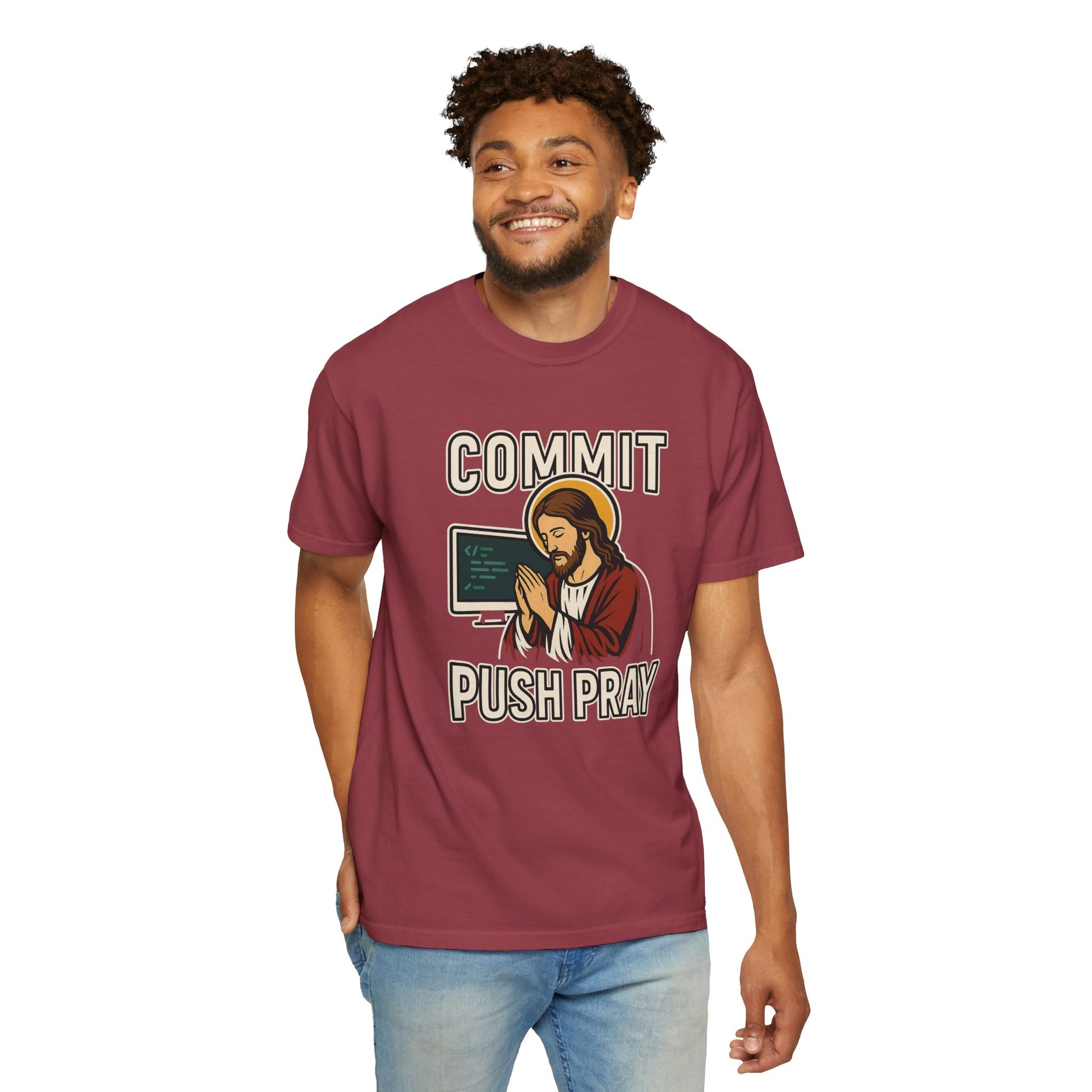 Commit Push Pray Jesus Tech Developer T-shirt