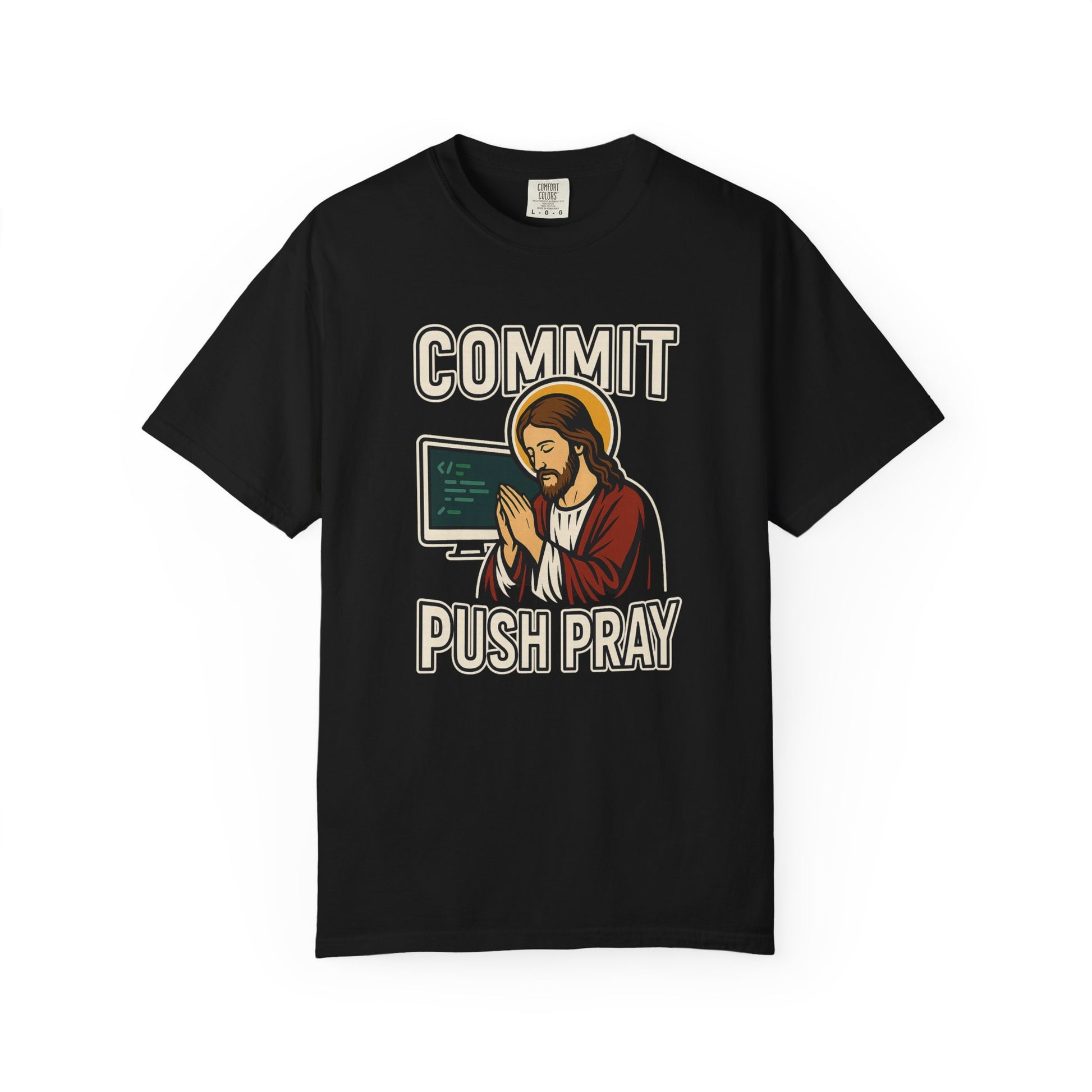 Commit Push Pray Jesus Tech Developer T-shirt