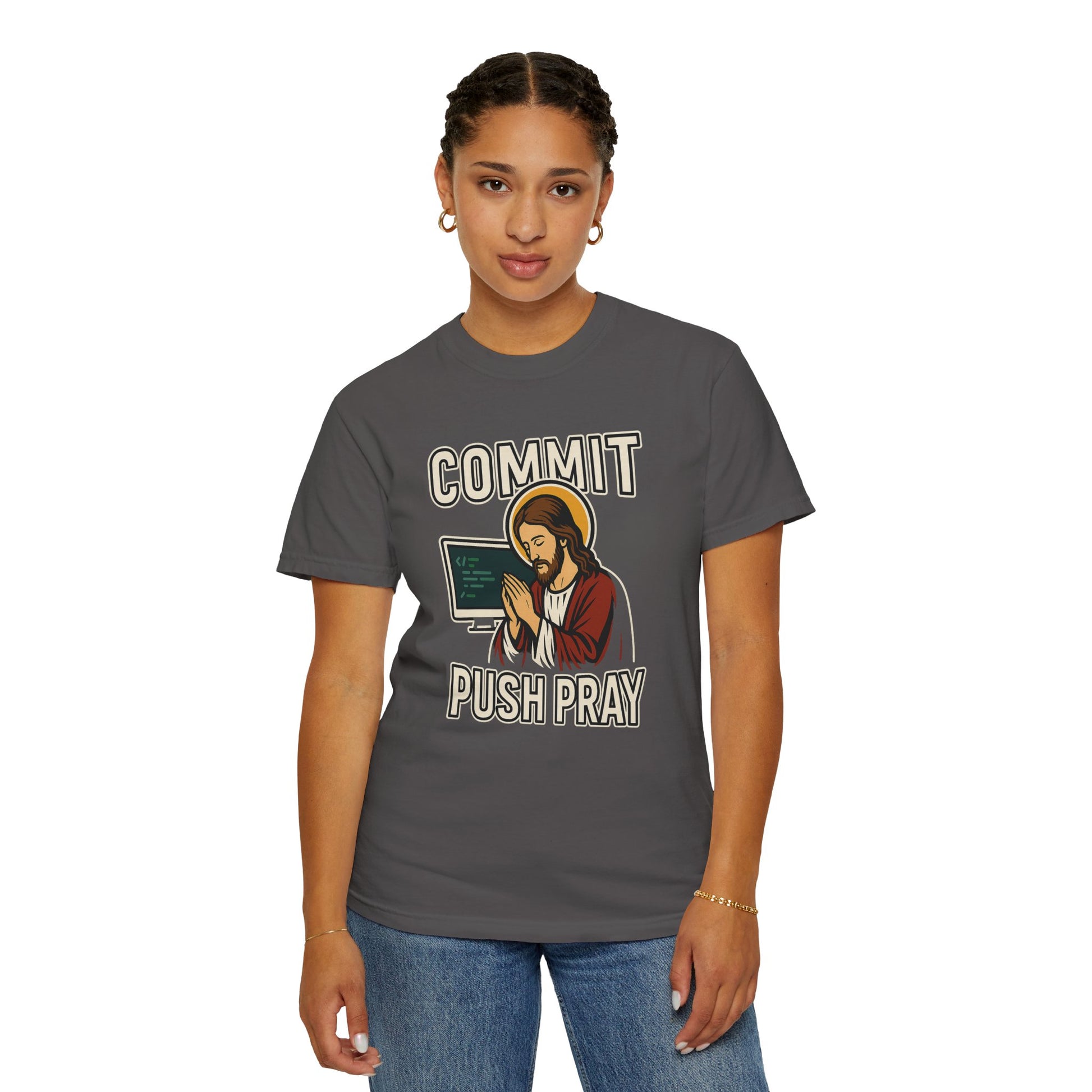 Commit Push Pray Jesus Tech Developer T-shirt