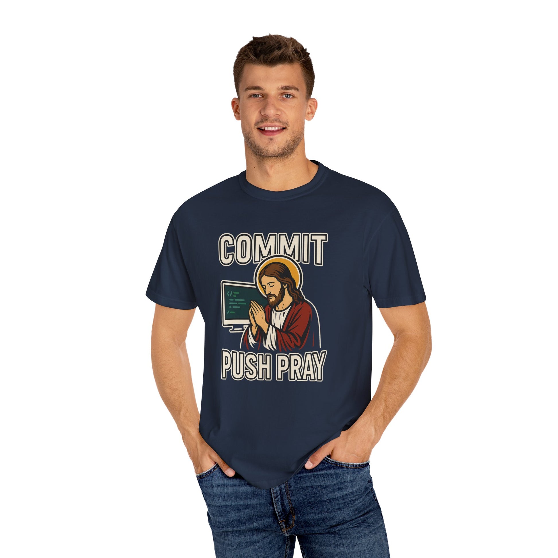 Commit Push Pray Jesus Tech Developer T-shirt
