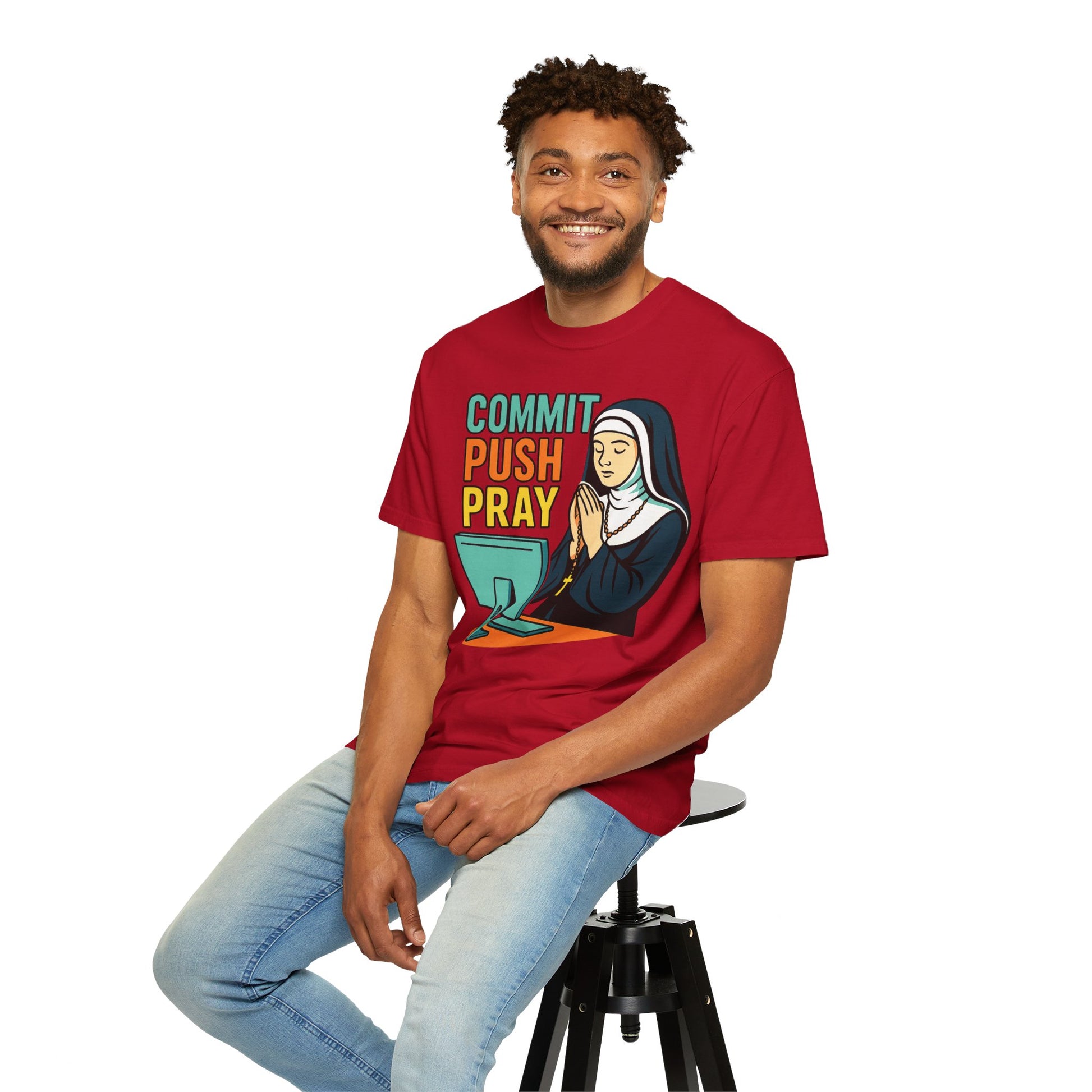 Commit Push Pray Nun Software Developer T-shirt