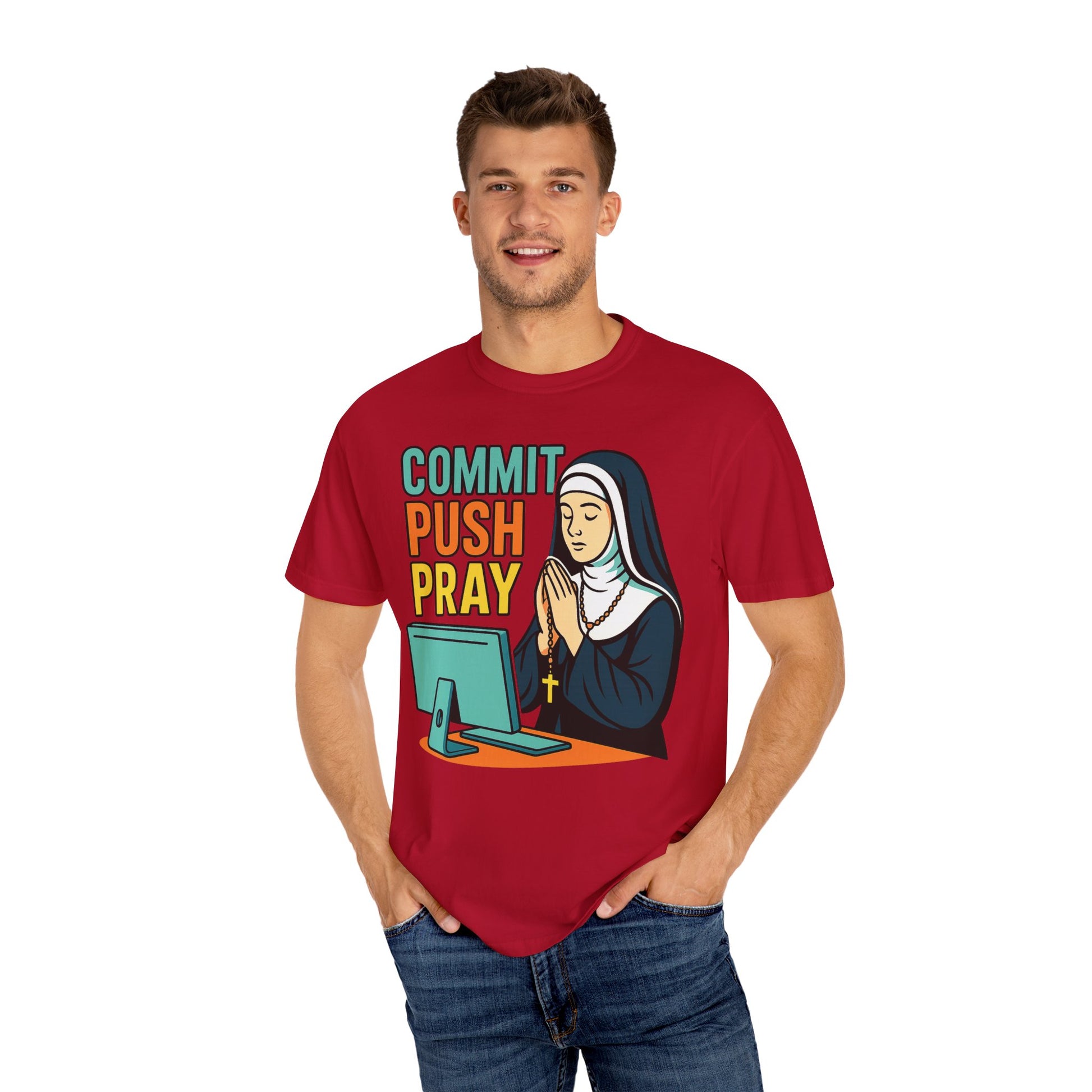 Commit Push Pray Nun Software Developer T-shirt