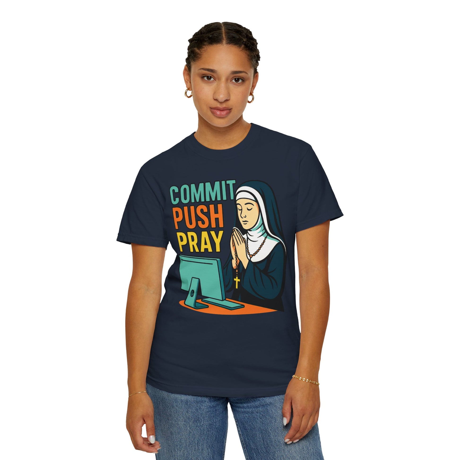 Commit Push Pray Nun Software Developer T-shirt