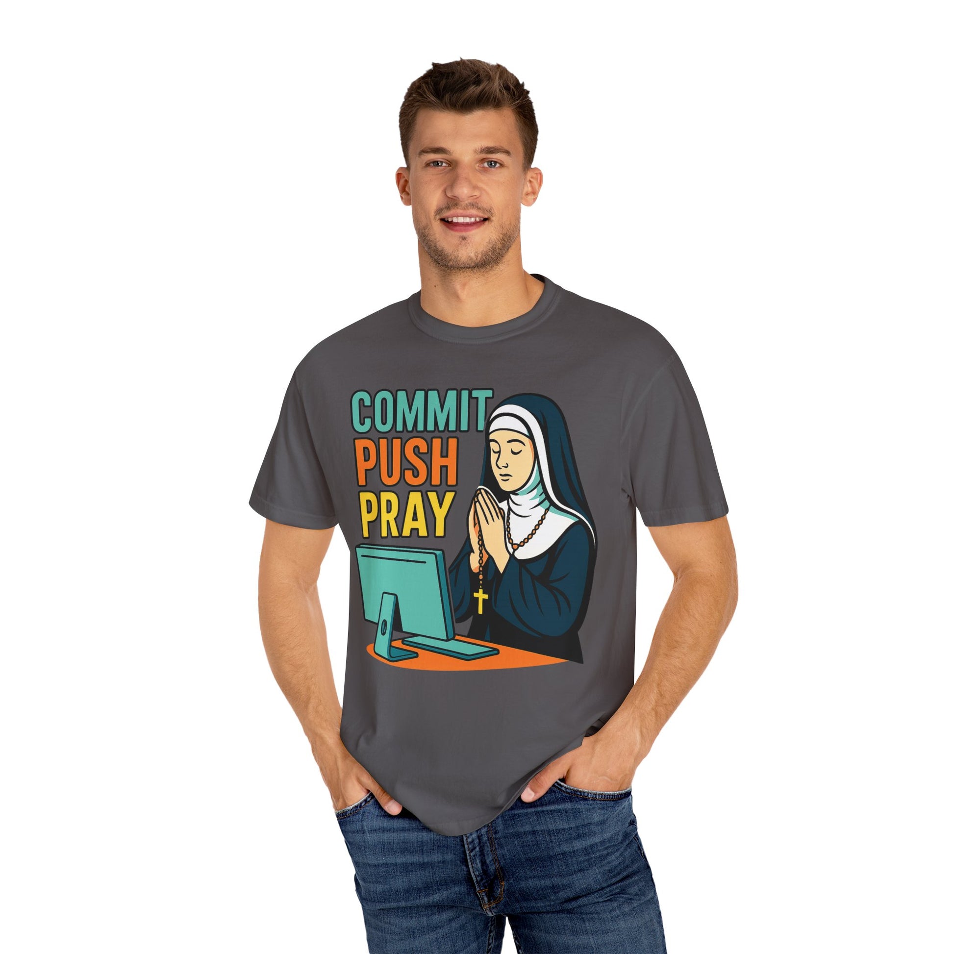 Commit Push Pray Nun Software Developer T-shirt