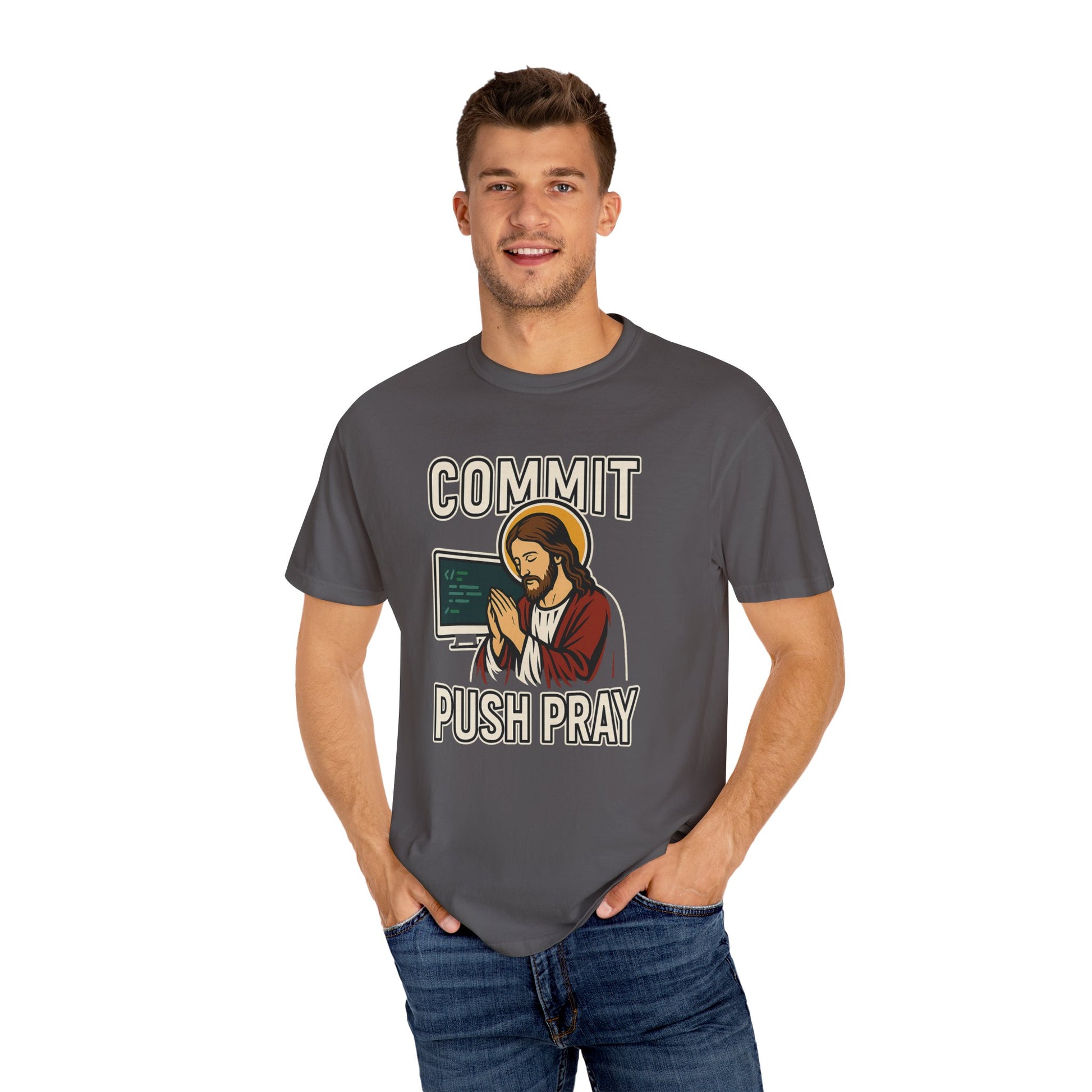 Commit Push Pray Jesus Tech Developer T-shirt